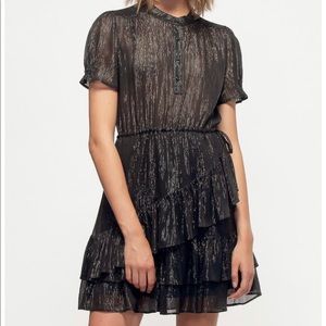 Lurex yoryu ruffle dress S
